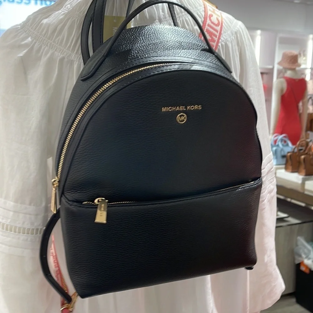 Michael Kors Womens Valerie Medium Logo Backpack 30F2G9VB2B  Black NWT